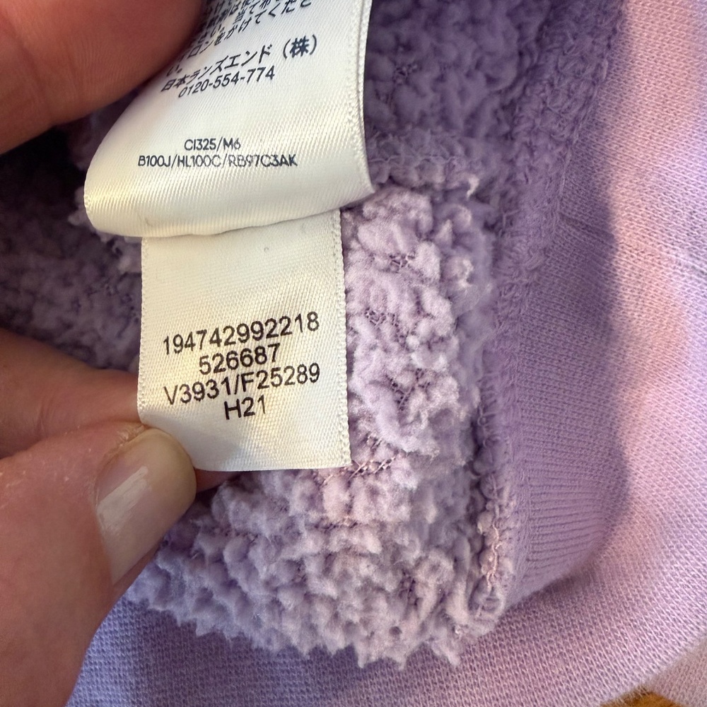 LANDS' END Kids Sherpa Fleece Hoodie in Light Purple (Size Small) - Picture 5 of 8